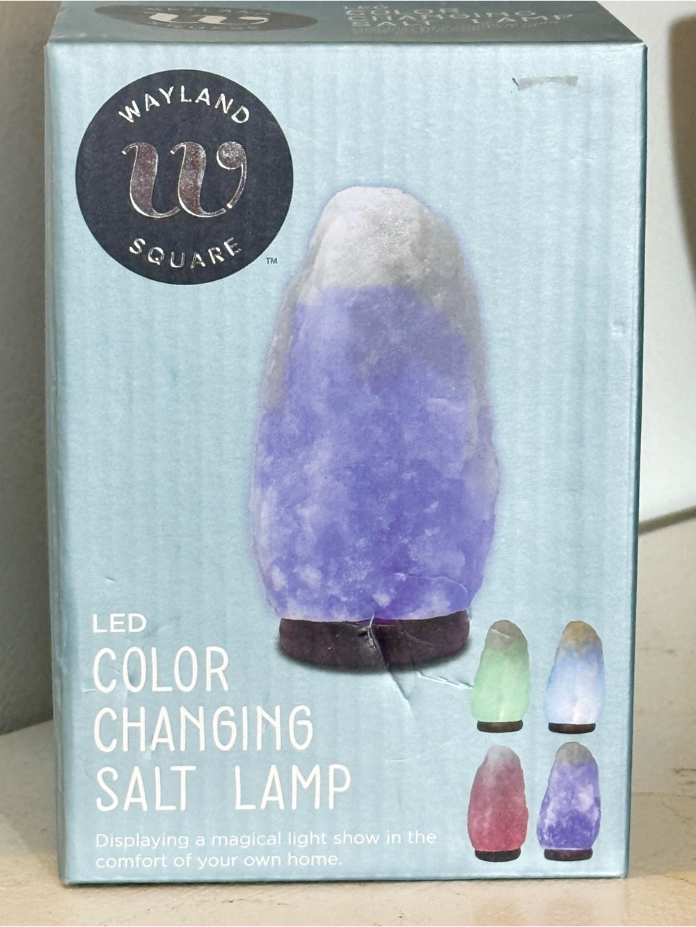 Wayland Square LED Color Changing Salt Lamp - Purple/White/Blue/Green